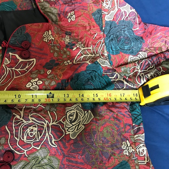 Asian Style Floral Jacket Size M/L /Oriental /Bohemian Brocade Button - Picture 8 of 12